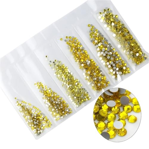 ZMCGNO 1680 stücke Klar Kristall AB Mix Größen Flatback Strass Super Glitter Garment Nail Art Strass for Nail Art Dekoration(Citrine) von ZMCGNO
