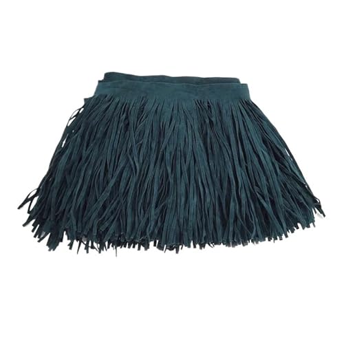 ZMCGNO 2 Meter 10–30 cm x 3 mm Leder Wildleder Quaste Fransen Spitzenband for Handtasche Kleidung Kleider Dekor DIY Nähzubehör(TF005-NavyGreen80,3mmX25cm) von ZMCGNO