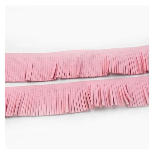 ZMCGNO 2 Meter 30 mm Wildlederquaste Fransenbesatz, handgefertigt, dekorativer Besatzstoff for Kleidung, Tasche, Schlüsselanhänger, Anhänger, Nähzubehör(6Pink) von ZMCGNO