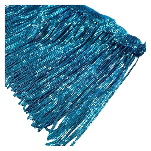 ZMCGNO 2 Yards 20cm Pailletten Pailletten Quaste Spitze Fransenbesatz Mesh Stoff DIY Leistung Rock Hochzeit Kleid Dekor Nähen Material(Color15) von ZMCGNO