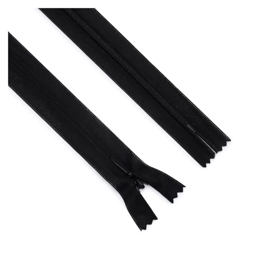 ZMCGNO 20 Teile/los 3# Unsichtbarer Reißverschluss 25 cm/40 cm/60 cm Kissen Kleid Mit Reißverschluss Hinten Hosen Seite Kette Spitze Rand Nylon Reißverschluss(Black 001,60CM_Width 2.5CM) von ZMCGNO