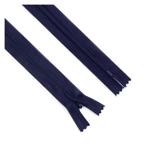 ZMCGNO 20 Teile/los 3# Unsichtbarer Reißverschluss 25 cm/40 cm/60 cm Kissen Kleid Mit Reißverschluss Hinten Hosen Seite Kette Spitze Rand Nylon Reißverschluss(Dark Blue,25CM_Width 2.5CM) von ZMCGNO