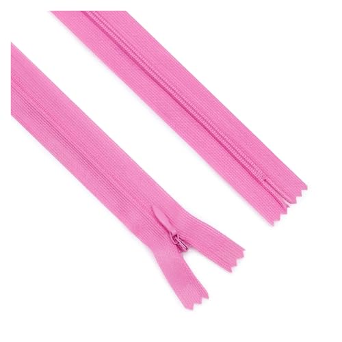 ZMCGNO 20 Teile/los 3# Unsichtbarer Reißverschluss 25 cm/40 cm/60 cm Kissen Kleid Mit Reißverschluss Hinten Hosen Seite Kette Spitze Rand Nylon Reißverschluss(Pink 405,25CM_Width 2.5CM) von ZMCGNO
