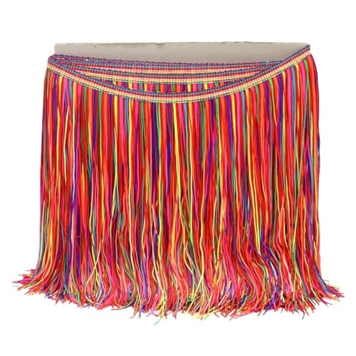 ZMCGNO 20 cm Bunte Fransen Quaste Spitze Stoff Bühne Leistung Hochzeit Party Dance Kleid Dekoration Trimmen DIY Nähzubehör(Red Colorful,20cm X10yards) von ZMCGNO