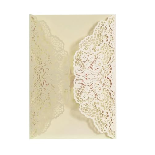 ZMCGNO 25/50 Stücke Laser Cut Hochzeitseinladungskarten Spitze Blume Business Grußkarten Geburtstag Brautdusche Hochzeit Party Dekoration(Beige,25pcs) von ZMCGNO