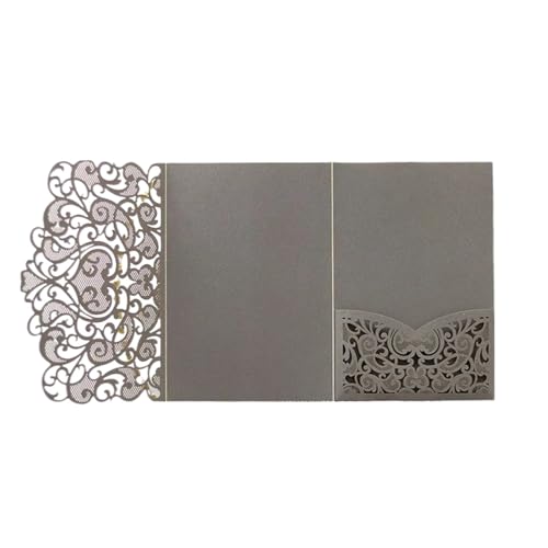 ZMCGNO 25/50 stücke Laser Cut Hochzeit Einladung Trifold Business Spitze Grußkarten Hochzeit Geburtstag Party Geschenk Liefert(Gray,50pcs) von ZMCGNO