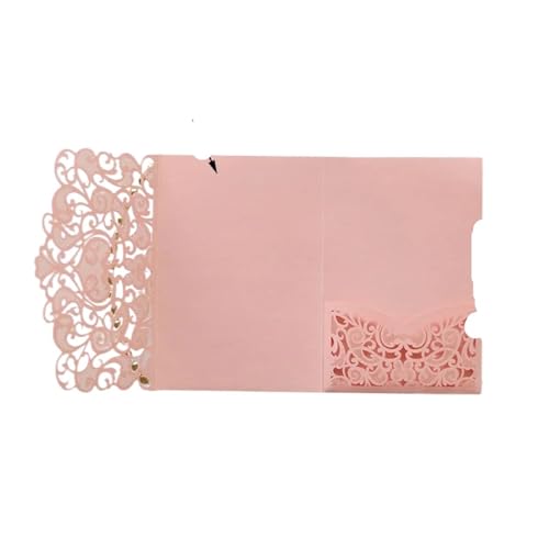 ZMCGNO 25/50 stücke Laser Cut Hochzeit Einladung Trifold Business Spitze Grußkarten Hochzeit Geburtstag Party Geschenk Liefert(Pink,25pcs) von ZMCGNO