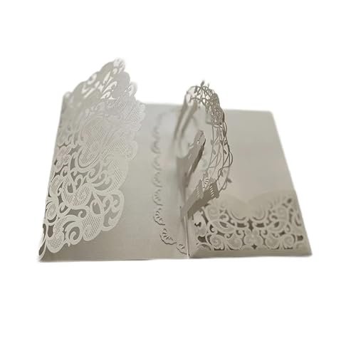 ZMCGNO 25 stücke Laser Cut Hochzeitseinladungskarte 3D Dreifach Gefaltete Braut Und Bräutigam Spitze Grußkarte Hochzeitsfestbevorzugung Supplies(Only Grey Cover) von ZMCGNO