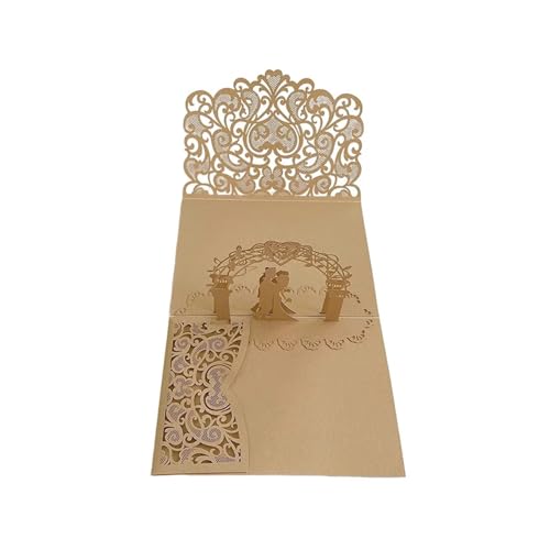 ZMCGNO 25 stücke Laser Cut Hochzeitseinladungskarte 3D Dreifach Gefaltete Braut Und Bräutigam Spitze Grußkarte Hochzeitsfestbevorzugung Supplies(Only Mikin Cover) von ZMCGNO