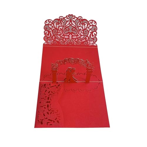 ZMCGNO 25 stücke Laser Cut Hochzeitseinladungskarte 3D Dreifach Gefaltete Braut Und Bräutigam Spitze Grußkarte Hochzeitsfestbevorzugung Supplies(Only Red Cover) von ZMCGNO