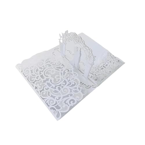 ZMCGNO 25 stücke Laser Cut Hochzeitseinladungskarte 3D Dreifach Gefaltete Braut Und Bräutigam Spitze Grußkarte Hochzeitsfestbevorzugung Supplies(Only White Cover) von ZMCGNO