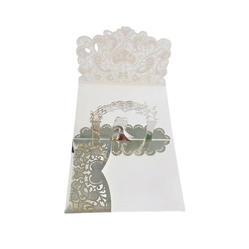 ZMCGNO 25 stücke Laser Cut Hochzeitseinladungskarte 3D Dreifach Gefaltete Braut Und Bräutigam Spitze Grußkarte Hochzeitsfestbevorzugung Supplies(Silver Cover) von ZMCGNO