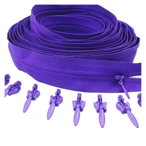 ZMCGNO 3# 3/5/10 Meter Reißverschluss 6/10/20 Auto Locking Sliders Unsichtbarer Nylon-Reißverschluss(Deep Purple,20.0M+20PCS_3#) von ZMCGNO