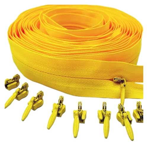 ZMCGNO 3# 3/5/10 Meter Reißverschluss 6/10/20 Auto Locking Sliders Unsichtbarer Nylon-Reißverschluss(Golden,20.0M+20PCS_3#) von ZMCGNO