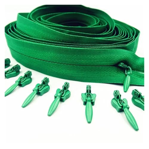 ZMCGNO 3# 3/5/10 Meter Reißverschluss 6/10/20 Auto Locking Sliders Unsichtbarer Nylon-Reißverschluss(Grass Green,20.0M+20PCS_3#) von ZMCGNO