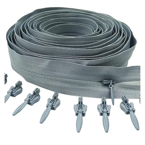 ZMCGNO 3# 3/5/10 Meter Reißverschluss 6/10/20 Auto Locking Sliders Unsichtbarer Nylon-Reißverschluss(Gray,20.0M+20PCS_3#) von ZMCGNO