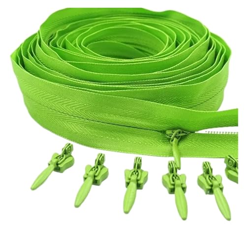ZMCGNO 3# 3/5/10 Meter Reißverschluss 6/10/20 Auto Locking Sliders Unsichtbarer Nylon-Reißverschluss(Green,20.0M+20PCS_3#) von ZMCGNO