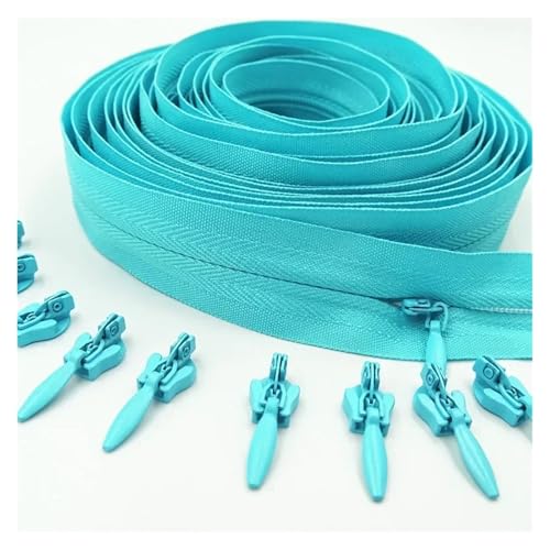 ZMCGNO 3# 3/5/10 Meter Reißverschluss 6/10/20 Auto Locking Sliders Unsichtbarer Nylon-Reißverschluss(Lake Blue,20.0M+20PCS_3#) von ZMCGNO