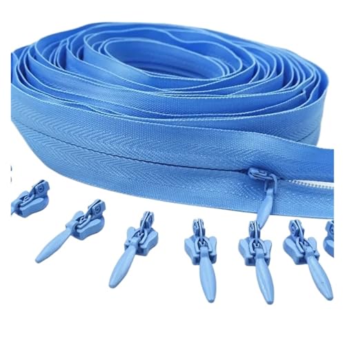 ZMCGNO 3# 3/5/10 Meter Reißverschluss 6/10/20 Auto Locking Sliders Unsichtbarer Nylon-Reißverschluss(Light Blue,20.0M+20PCS_3#) von ZMCGNO
