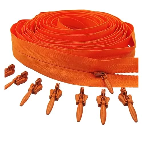 ZMCGNO 3# 3/5/10 Meter Reißverschluss 6/10/20 Auto Locking Sliders Unsichtbarer Nylon-Reißverschluss(Orange,20.0M+20PCS_3#) von ZMCGNO