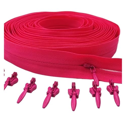 ZMCGNO 3# 3/5/10 Meter Reißverschluss 6/10/20 Auto Locking Sliders Unsichtbarer Nylon-Reißverschluss(Rose red,20.0M+20PCS_3#) von ZMCGNO