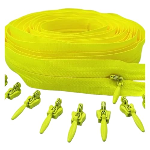 ZMCGNO 3# 3/5/10 Meter Reißverschluss 6/10/20 Auto Locking Sliders Unsichtbarer Nylon-Reißverschluss(Yellow,20.0M+20PCS_3#) von ZMCGNO
