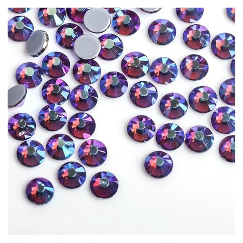ZMCGNO 30 Farben Crystal AB Mix Glas Hot Fix Strasssteine ​​für Kleidungsdekoration Kleidungsstück Flache Rückseite Aufbügel-Strasssteine(Amethyst AB,Ss30 288pcs) von ZMCGNO