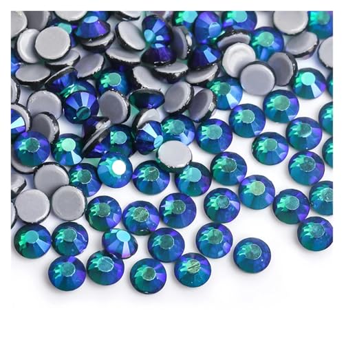 ZMCGNO 30 Farben Crystal AB Mix Glas Hot Fix Strasssteine ​​für Kleidungsdekoration Kleidungsstück Flache Rückseite Aufbügel-Strasssteine(Emerald AB,Ss16 1440pcs) von ZMCGNO