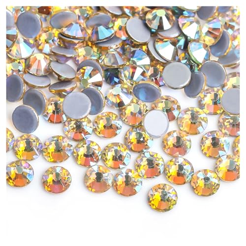 ZMCGNO 30 Farben Crystal AB Mix Glas Hot Fix Strasssteine ​​für Kleidungsdekoration Kleidungsstück Flache Rückseite Aufbügel-Strasssteine(Jonquil AB,Ss16 1440pcs) von ZMCGNO