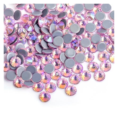 ZMCGNO 30 Farben Crystal AB Mix Glas Hot Fix Strasssteine ​​für Kleidungsdekoration Kleidungsstück Flache Rückseite Aufbügel-Strasssteine(Light Pink AB,Ss30 288pcs) von ZMCGNO