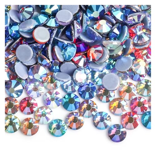 ZMCGNO 30 Farben Crystal AB Mix Glas Hot Fix Strasssteine ​​für Kleidungsdekoration Kleidungsstück Flache Rückseite Aufbügel-Strasssteine(Mix AB,Ss20 1440pcs) von ZMCGNO