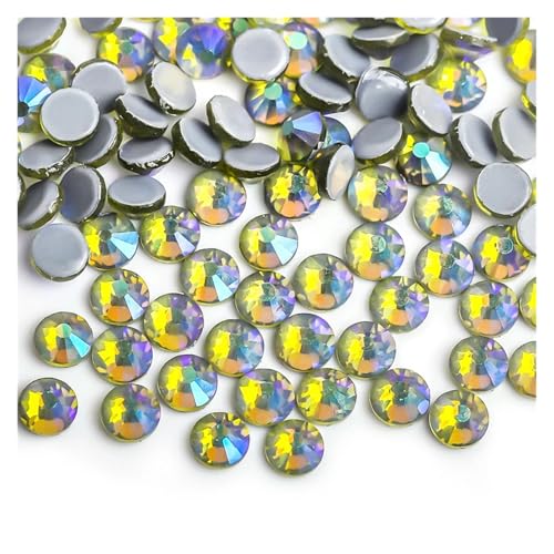 ZMCGNO 30 Farben Crystal AB Mix Glas Hot Fix Strasssteine ​​für Kleidungsdekoration Kleidungsstück Flache Rückseite Aufbügel-Strasssteine(Olivine AB,Ss10 1440pcs) von ZMCGNO