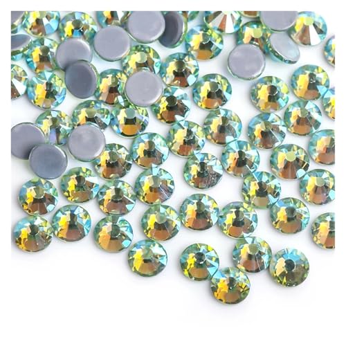 ZMCGNO 30 Farben Crystal AB Mix Glas Hot Fix Strasssteine ​​für Kleidungsdekoration Kleidungsstück Flache Rückseite Aufbügel-Strasssteine(Peridot AB,Ss16 1440pcs) von ZMCGNO