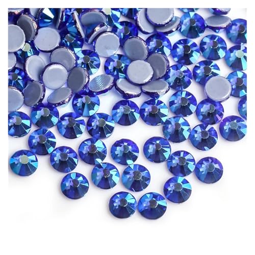 ZMCGNO 30 Farben Crystal AB Mix Glas Hot Fix Strasssteine ​​für Kleidungsdekoration Kleidungsstück Flache Rückseite Aufbügel-Strasssteine(Sapphire AB,Ss16 1440pcs) von ZMCGNO