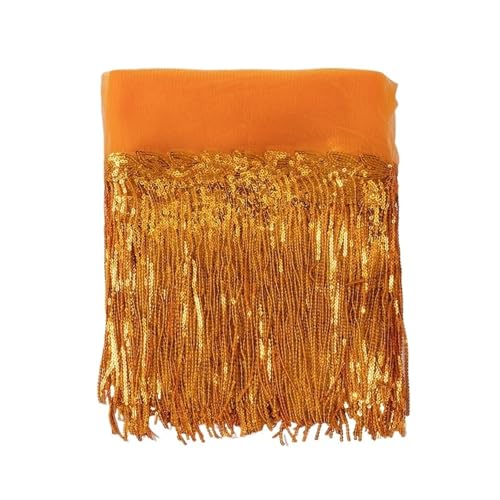 ZMCGNO 30 cm Blatt Pailletten Fransen Spitze Quaste Trim Bühne Latin Dance Perlen Reihe Kleid Vorhang Ornamente hängende Blume(Orange,5 Yards) von ZMCGNO