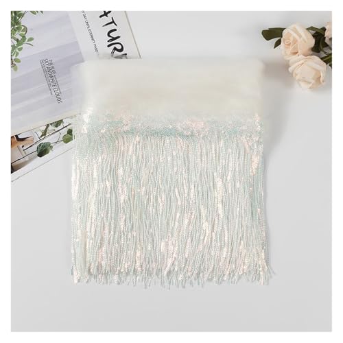 ZMCGNO 30 cm Blatt Pailletten Fransen Spitze Quaste Trim Bühne Latin Dance Perlen Reihe Kleid Vorhang Ornamente hängende Blume(White,10 Yards) von ZMCGNO