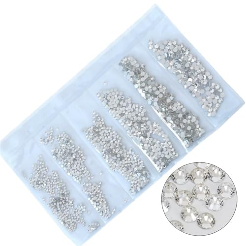 ZMCGNO 40 Farben SS3-SS10 Mix Größen Crystal AB Glas Nagel Strass Glitter Strass Nail Art Strass for Nail Art Dekorationen(Clear) von ZMCGNO