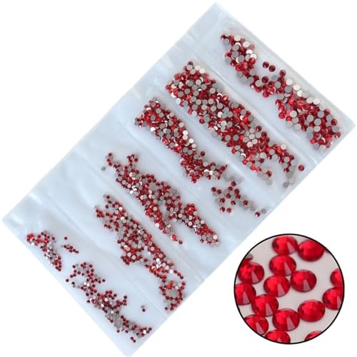 ZMCGNO 40 Farben SS3-SS10 Mix Größen Crystal AB Glas Nagel Strass Glitter Strass Nail Art Strass for Nail Art Dekorationen(Lt.Siam) von ZMCGNO