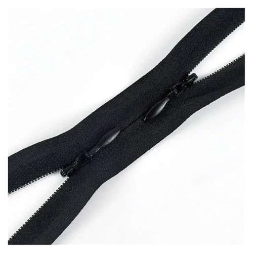 ZMCGNO 5/10 Stück 3# Unsichtbare Nylon-Reißverschlüsse 60/120cm Doppelschieber Versteckter Reißverschluss for Nähen von Kleidungstaschen Kissenreißverschlüssen(Black,60CM_5PCS) von ZMCGNO