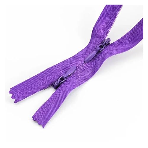 ZMCGNO 5/10 Stück 3# Unsichtbare Nylon-Reißverschlüsse 60/120cm Doppelschieber Versteckter Reißverschluss for Nähen von Kleidungstaschen Kissenreißverschlüssen(Darkpurple,60CM_10PCS) von ZMCGNO