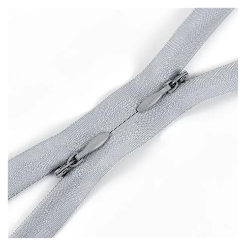 ZMCGNO 5/10 Stück 3# Unsichtbare Nylon-Reißverschlüsse 60/120cm Doppelschieber Versteckter Reißverschluss for Nähen von Kleidungstaschen Kissenreißverschlüssen(Grey,120CM_10PCS) von ZMCGNO
