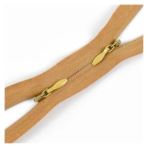 ZMCGNO 5/10 Stück 3# Unsichtbare Nylon-Reißverschlüsse 60/120cm Doppelschieber Versteckter Reißverschluss for Nähen von Kleidungstaschen Kissenreißverschlüssen(Khaki,120CM_10PCS) von ZMCGNO