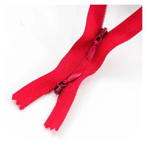 ZMCGNO 5/10 Stück 3# Unsichtbare Nylon-Reißverschlüsse 60/120cm Doppelschieber Versteckter Reißverschluss for Nähen von Kleidungstaschen Kissenreißverschlüssen(Red,120CM_10PCS) von ZMCGNO