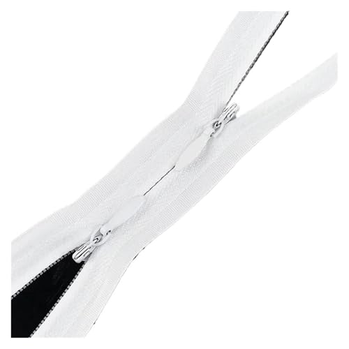 ZMCGNO 5/10 Stück 3# Unsichtbare Nylon-Reißverschlüsse 60/120cm Doppelschieber Versteckter Reißverschluss for Nähen von Kleidungstaschen Kissenreißverschlüssen(White,120CM_10PCS) von ZMCGNO