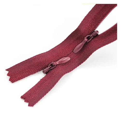 ZMCGNO 5/10 Stück 3# Unsichtbare Nylon-Reißverschlüsse 60/120cm Doppelschieber Versteckter Reißverschluss for Nähen von Kleidungstaschen Kissenreißverschlüssen(Wine,120CM_10PCS) von ZMCGNO