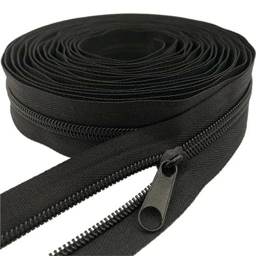 ZMCGNO 5 Meter Nylon Coil Zippers by The Yard with 10pcs Sliders for DIY Sewing Tailor Crafts Bags(Black) von ZMCGNO