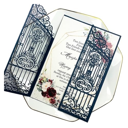 ZMCGNO 50 stück Smaragd Strass Laser Cut Hochzeit Einladung Karte Rose Ehe Lädt(Light Green,Card N Envelope) von ZMCGNO