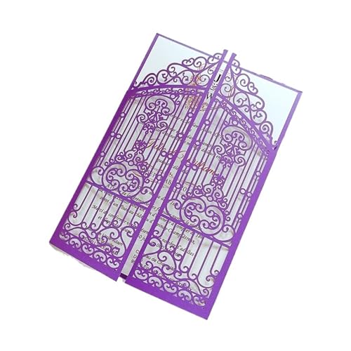 ZMCGNO 50 stück Smaragd Strass Laser Cut Hochzeit Einladung Karte Rose Ehe Lädt(Purple,Just Laser Cut Card) von ZMCGNO