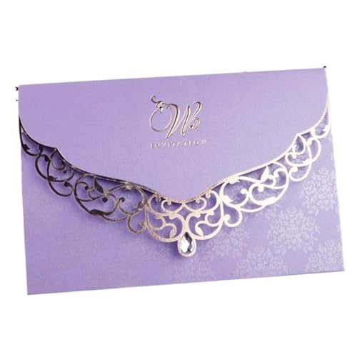 ZMCGNO 50 stücke Laser Geschnitten Hochzeit Einladung Karte Business Grußkarten Mit Diamant Hochzeit Dekoration Party Supplies(Lavender) von ZMCGNO