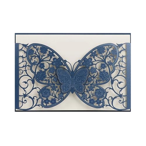 ZMCGNO 50 stücke Schmetterling Laser Cut Hochzeit Einladung Karte Abdeckungen Business Gruß Karte Engagement Hochzeit Dekoration Party Supplies(Blue) von ZMCGNO